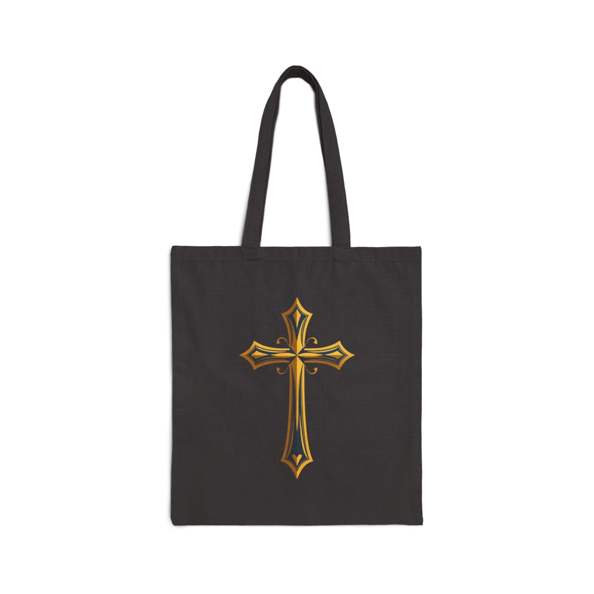 Cotton Tote Bag - 'Free Prayer' Script & Gold Cross Faith Tote